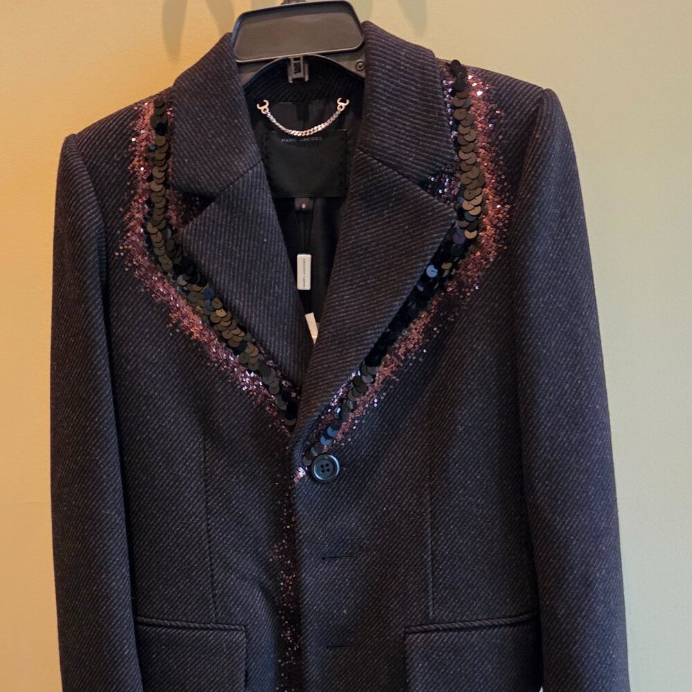 MARC JACOBS - WOMENS FALL 2015 TWO POCKET EMBELLISHED TWILL COAT BRAND NEW MINT